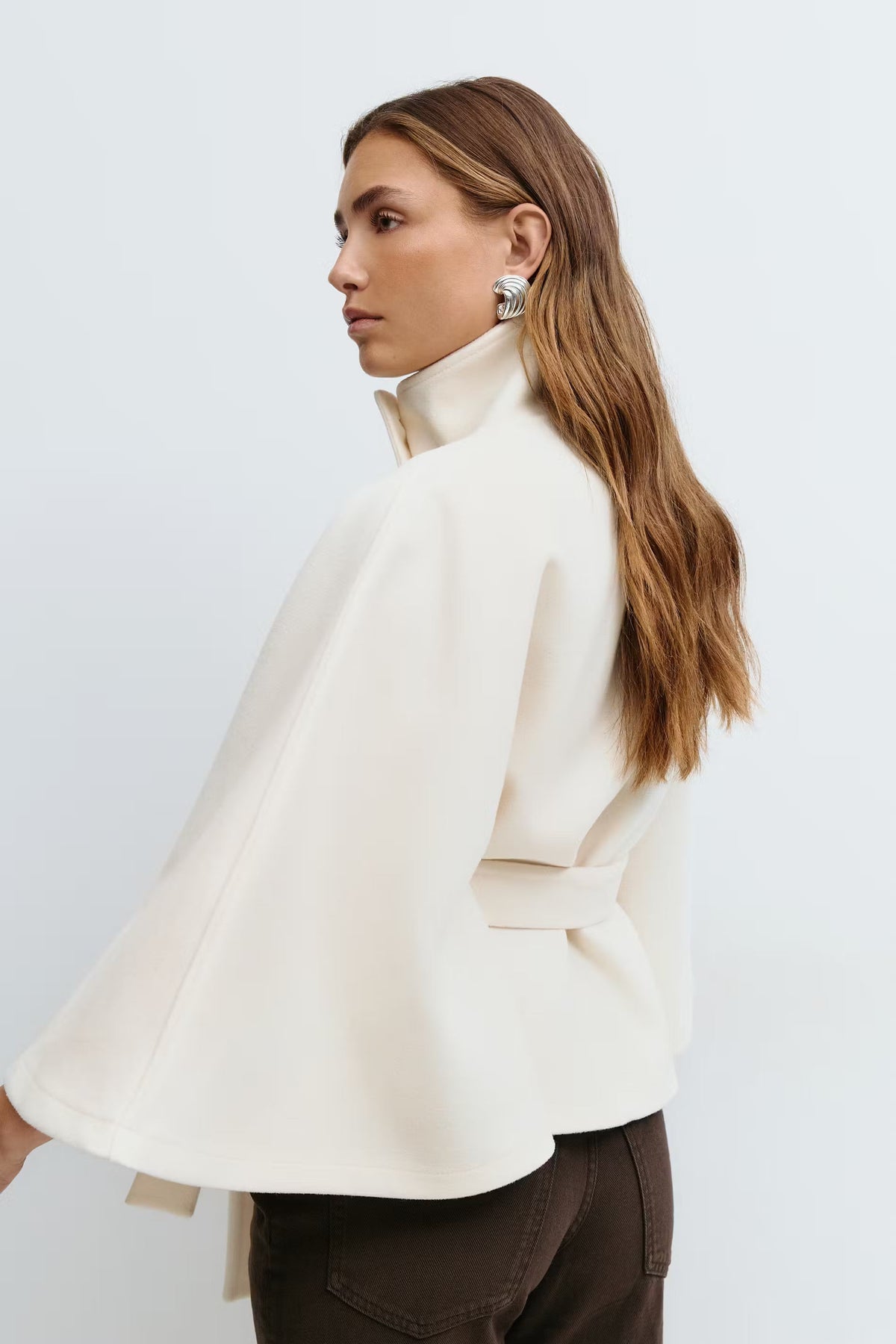 Ginevra | Women's High-Collar Belted Cape-Style Coat original photo 3