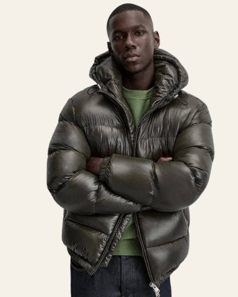 Men's Gloss-Finish Quilted Puffer Jacket — original product photo