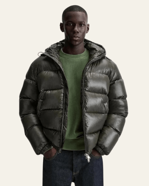 Men's Gloss-Finish Quilted Puffer Jacket — original product photo