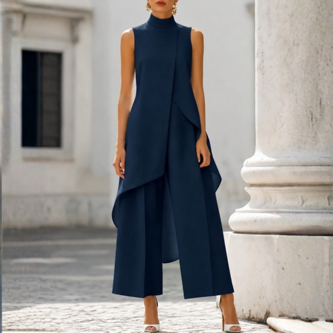 Women's Asymmetric High-Neck Sleeveless Wide-Leg Jumpsuit – original view 5
