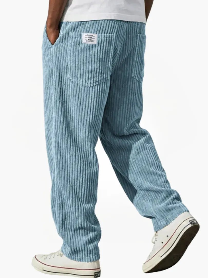 Men's Drawstring Corduroy Straight-Leg Trousers original photo 4