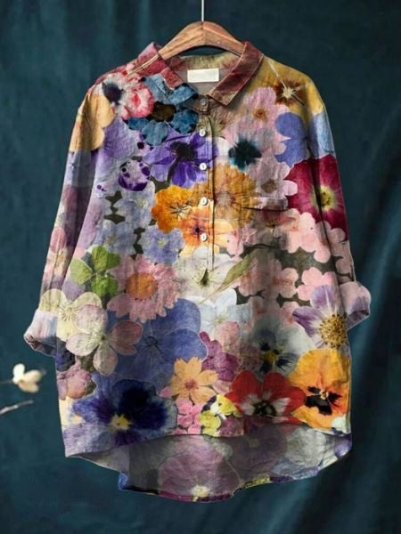 Livia | Women's Lightweight Floral-Print Blouse – Orange
