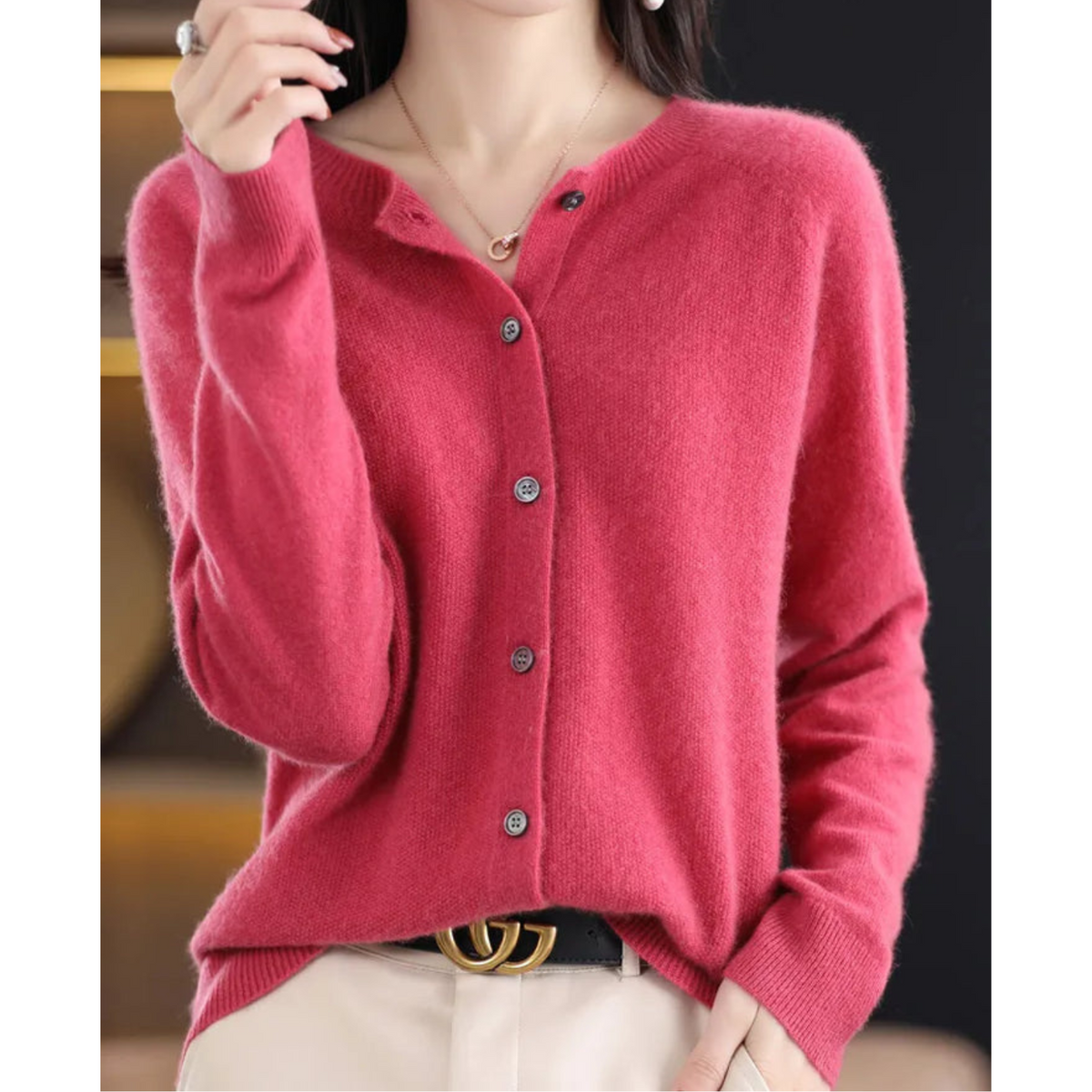 Maristella Women's Classic Round-Neck Knit Cardigan product view