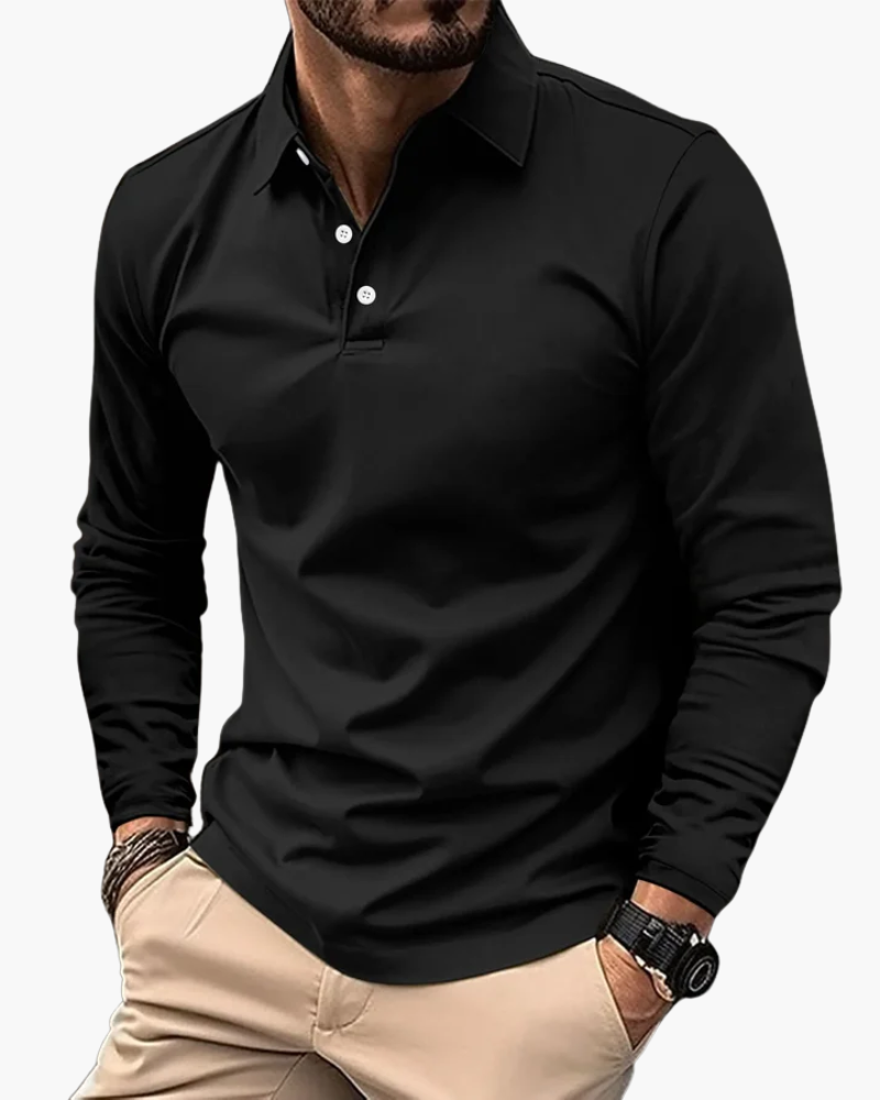 Massimo | Men's Classic Long-Sleeve Button Polo Shirt – original product view 4