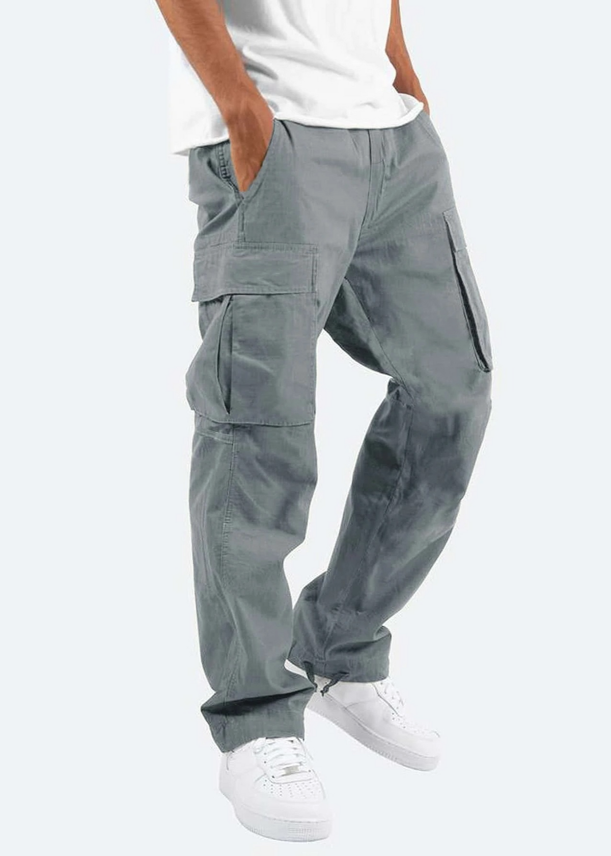 Pantaloni cargo da uomo dalla vestibilità comoda, multitasche, tessuto traspirante, pantaloni casual