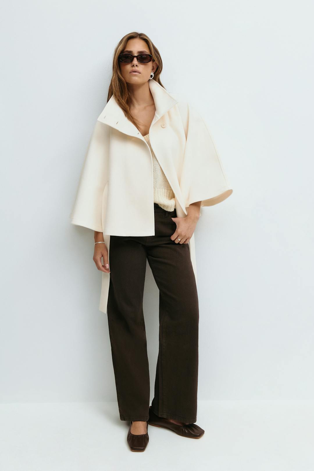 Ginevra | Women's High-Collar Belted Cape-Style Coat original photo 4