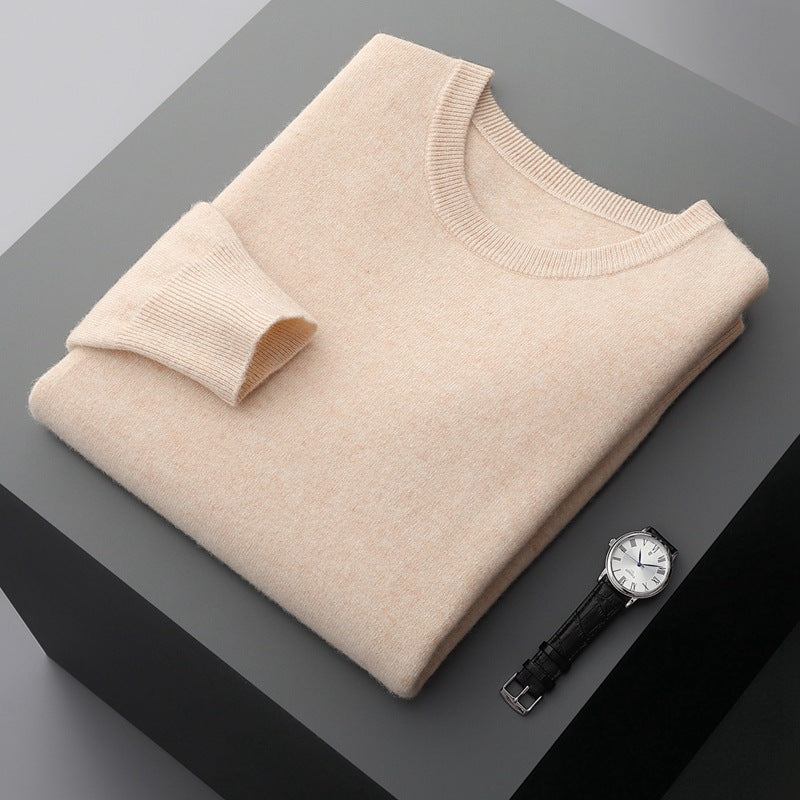 Ottavio | Men's Long-Sleeve Crew-Neck Knit Pullover – Beige