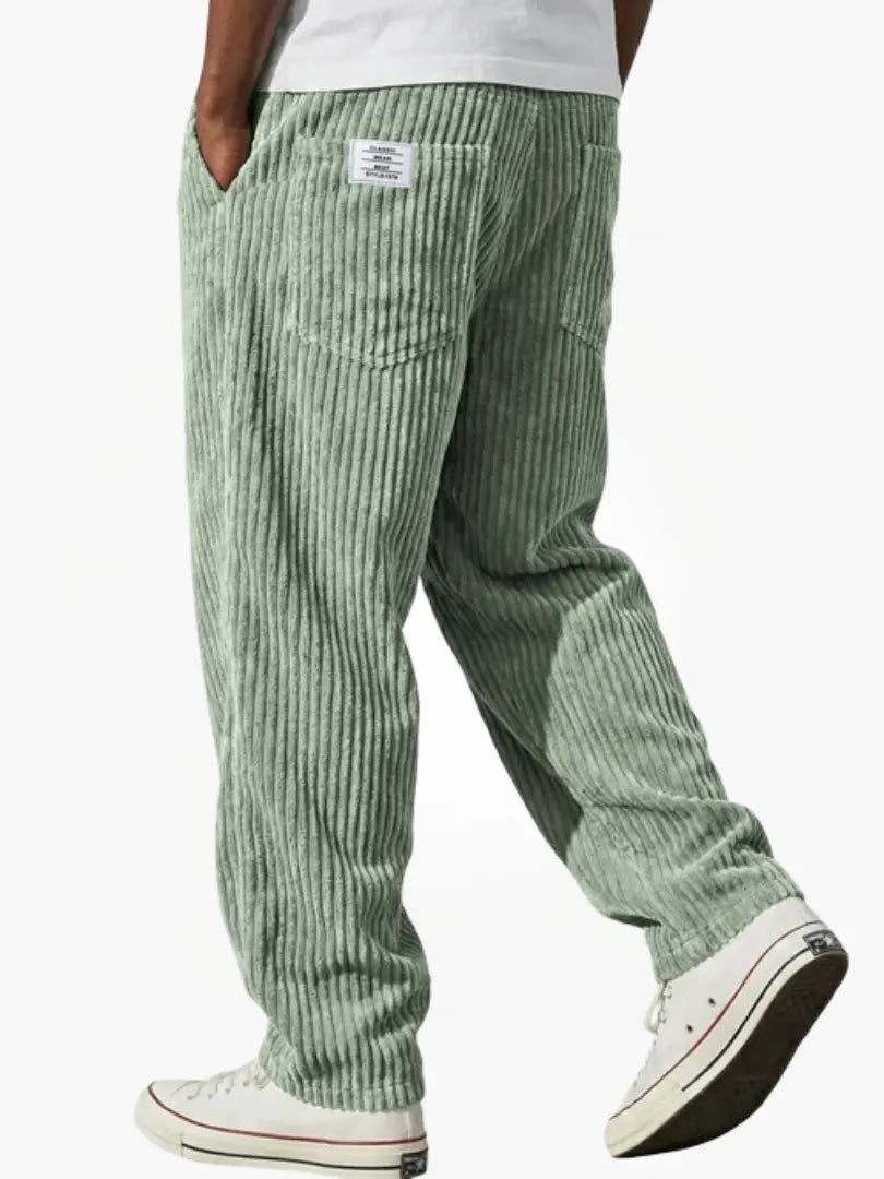 Men's Drawstring Corduroy Straight-Leg Trousers original photo 5