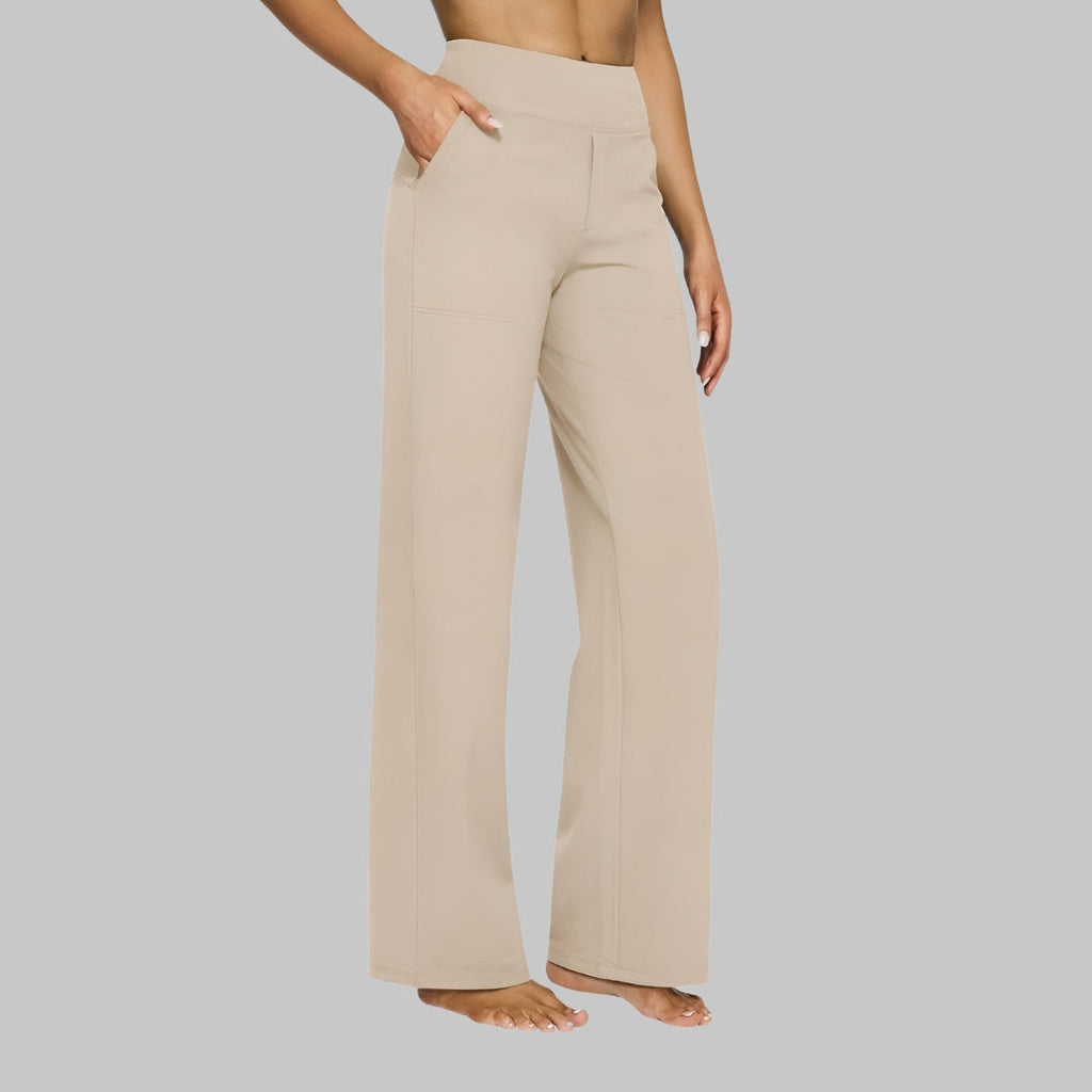 Agnese | Women's High-Waisted Pull-On Trousers with Side Pockets – Cream