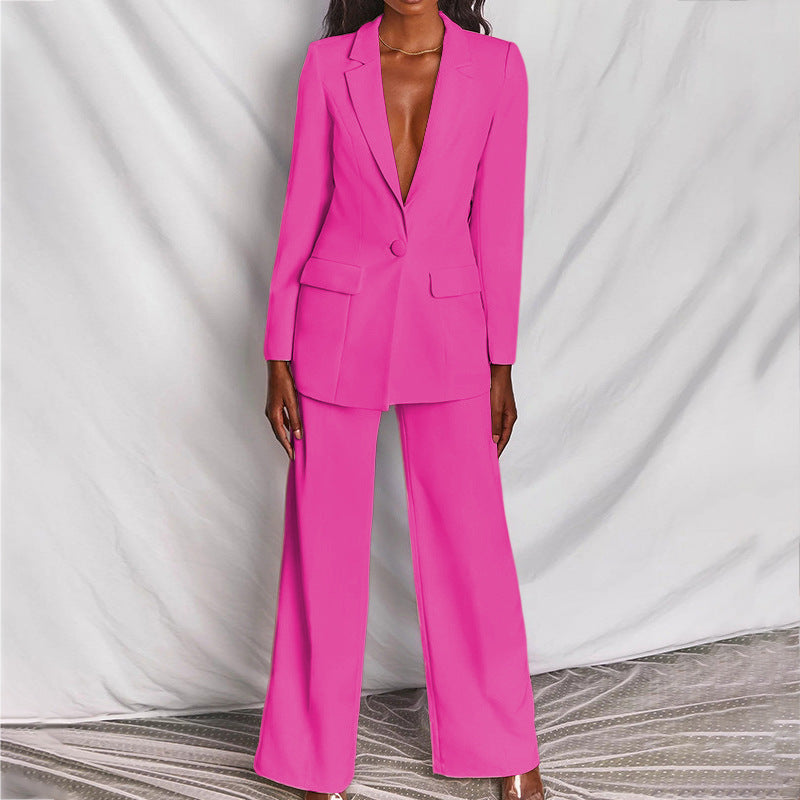 Elisabetta | Women's Structured Blazer and Matching Trouser Suit – Pink