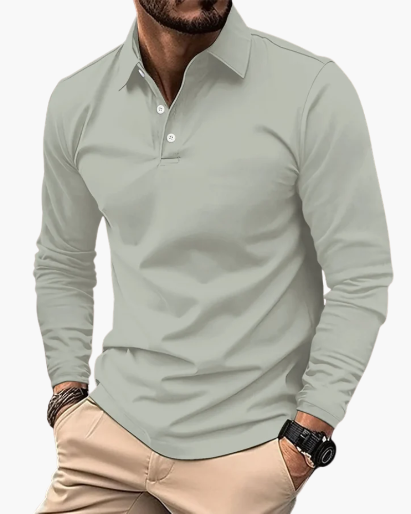 Massimo | Men's Classic Long-Sleeve Button Polo Shirt – original product view 5
