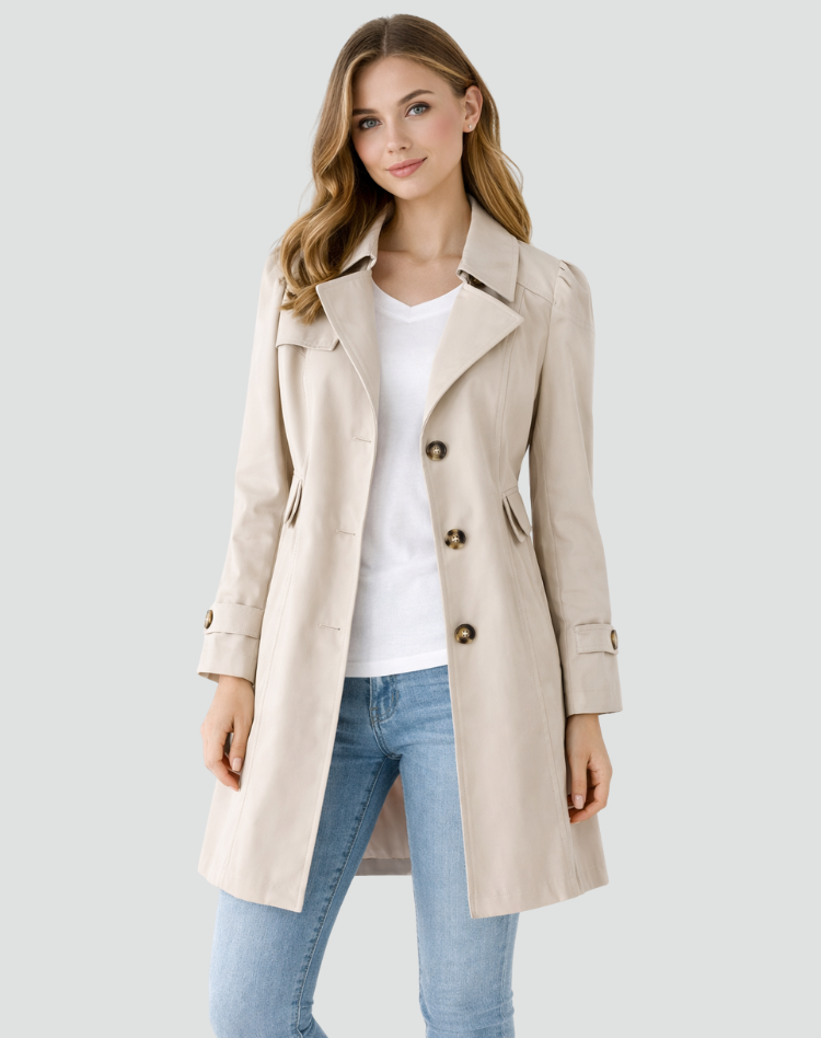 Women's Tailored Mid-Length Trench Coat with Lapels – original product photo 3