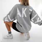 Ada | Women's Relaxed Printed Crew-Neck Sweater with Ribbed Trims – Grey