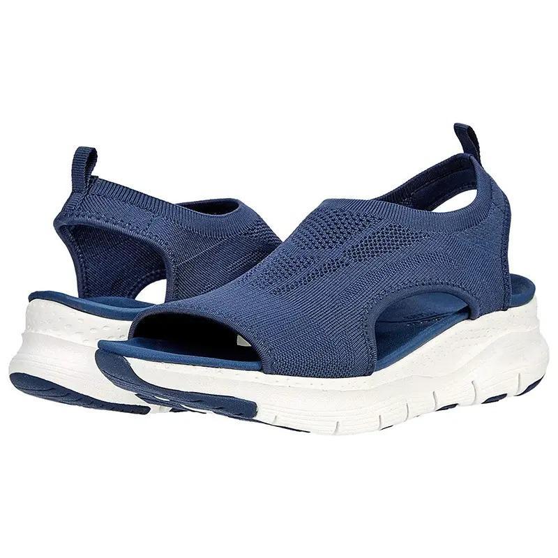 Tiziana | Women's Slip-On Summer Sandals with Contoured Footbed – Navy