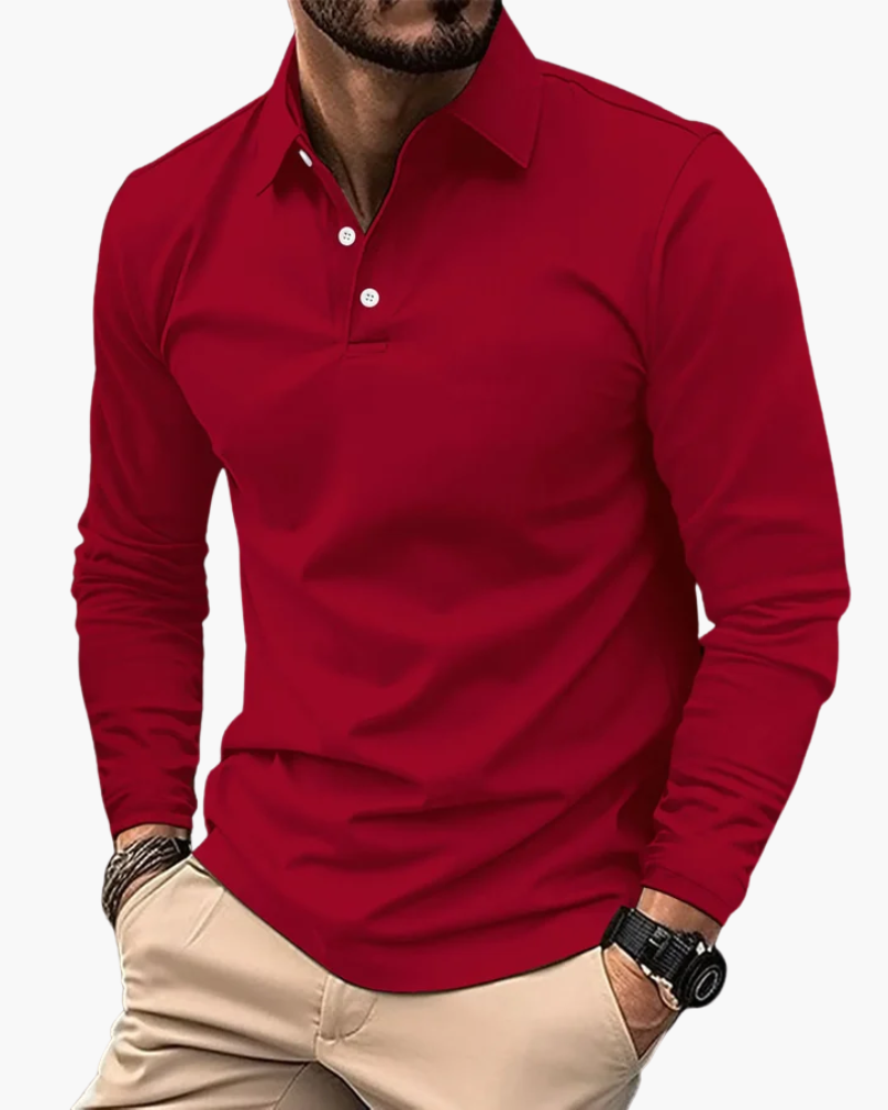 Massimo | Men's Classic Long-Sleeve Button Polo Shirt – original product view 6