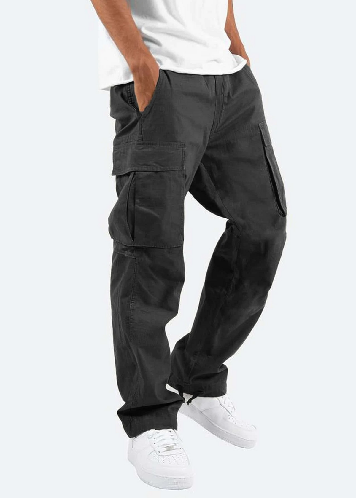 Pantaloni cargo da uomo dalla vestibilità comoda, multitasche, tessuto traspirante, pantaloni casual