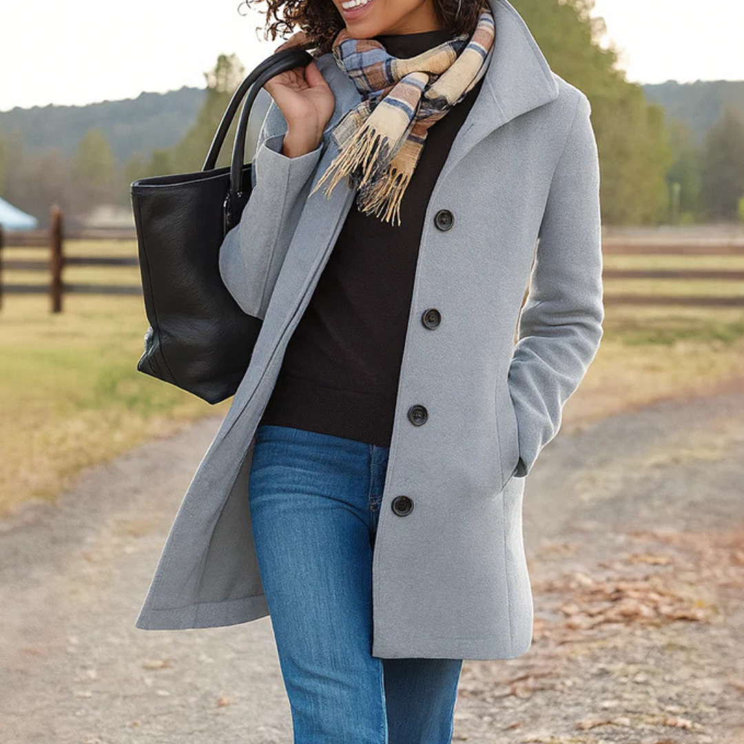 Vittoria | Women's Button-Up Overcoat with Notch Lapels and Straight Cut