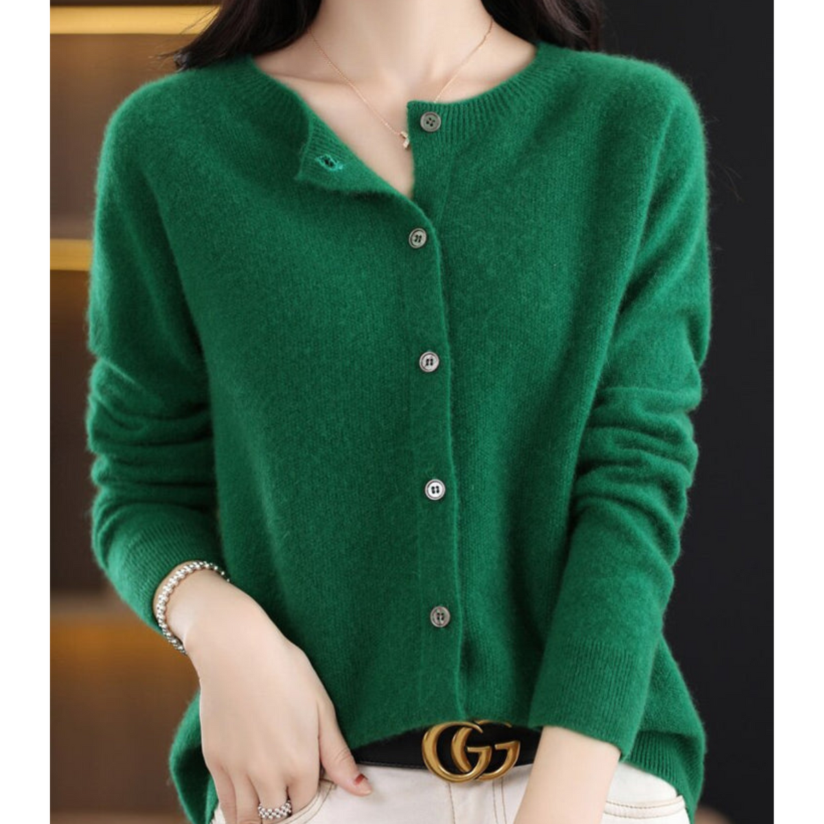 Maristella Women's Classic Round-Neck Knit Cardigan product view