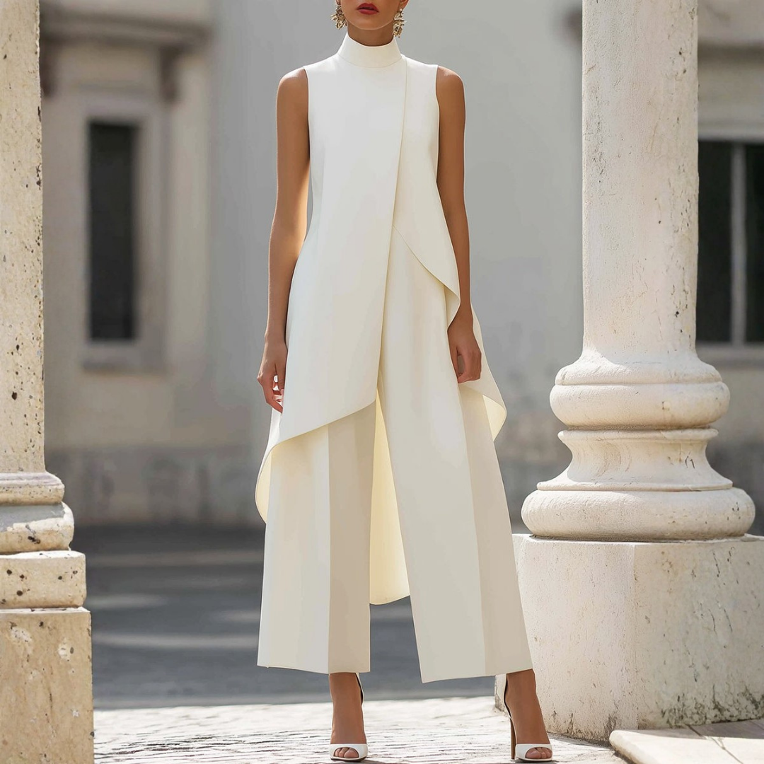Women's Asymmetric High-Neck Sleeveless Wide-Leg Jumpsuit – original view 1