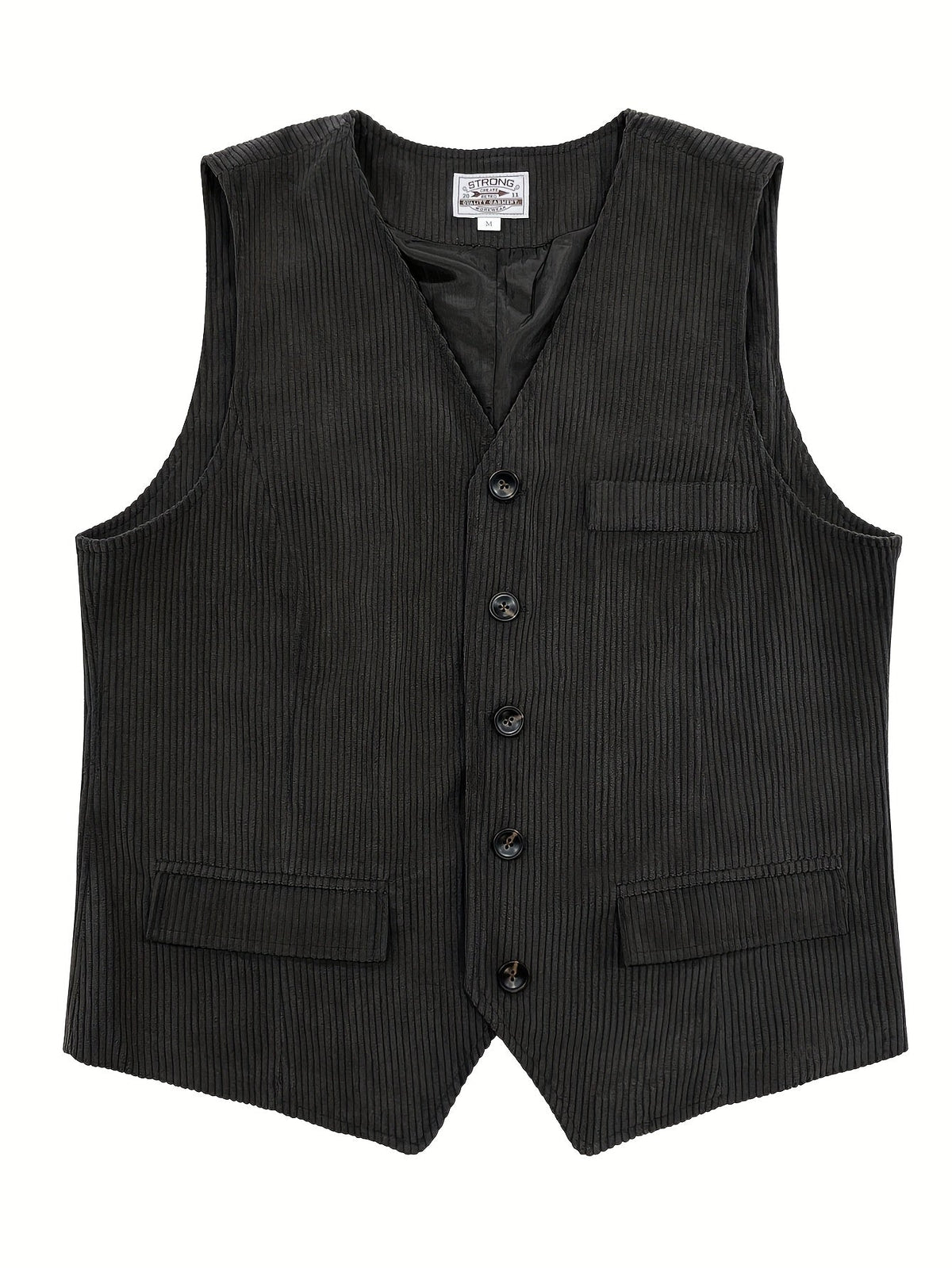 Sergio | Gilet da uomo con scollo a V, chiusura frontale con bottoni, texture, stile vintage
