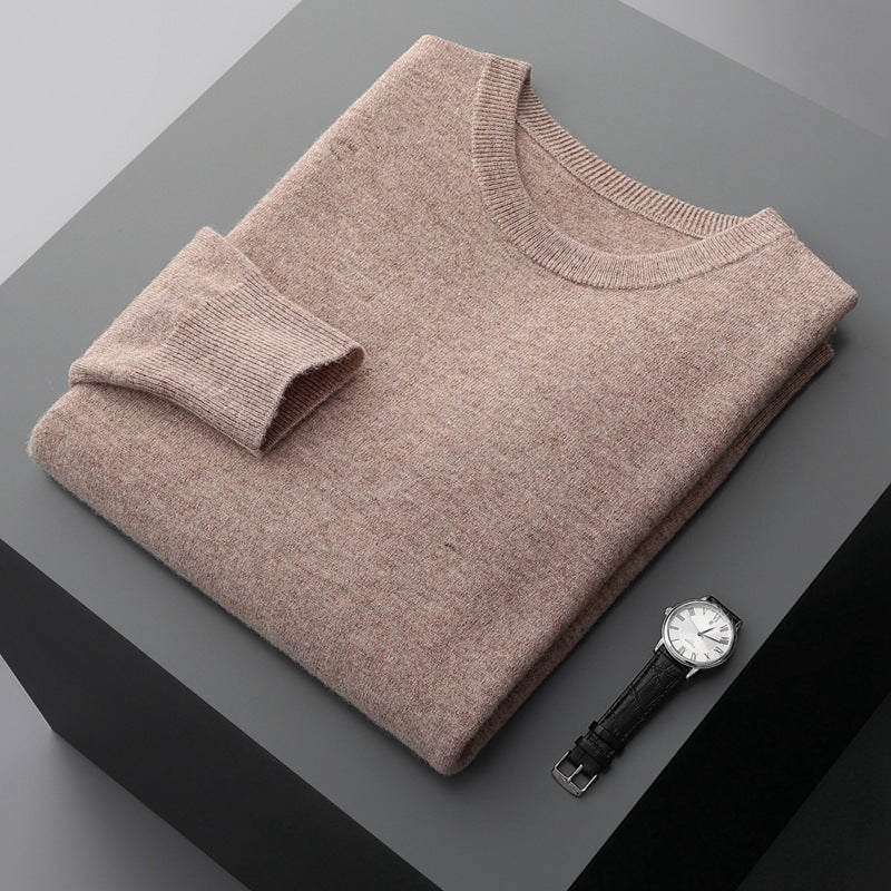 Ottavio | Men's Long-Sleeve Crew-Neck Knit Pullover – Light Chestnut