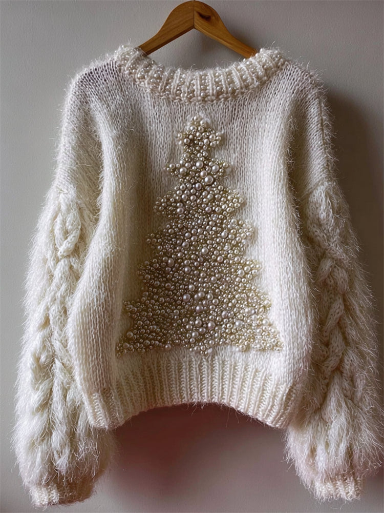 Fiammetta | Women's Vintage-Style Printed Crew-Neck Sweater - source image 1