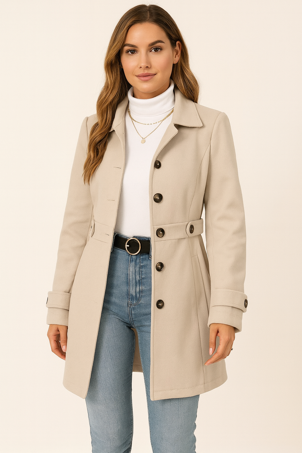 Giulia | Women's Classic Belted Mid-Season Trench Coat original photo 11