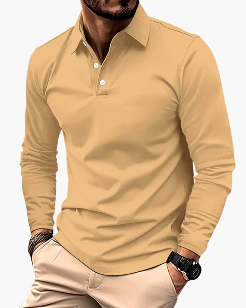 Massimo | Men's Classic Long-Sleeve Button Polo Shirt – original product view 7