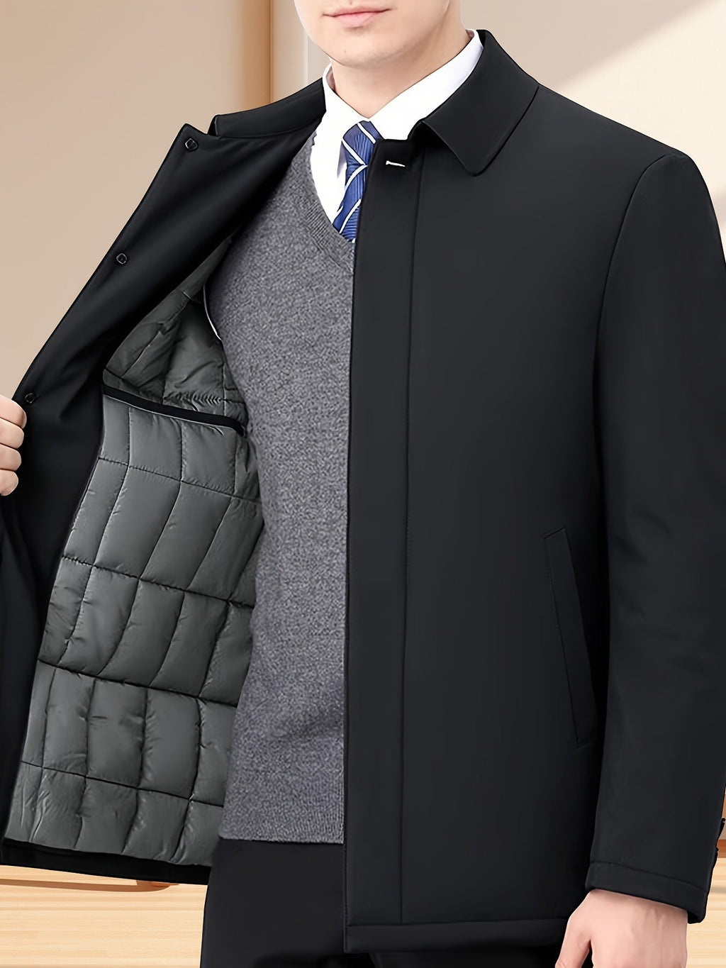 Claudio | Giacca da uomo con chiusura a zip, rever dentellato, trapuntata e foderata, vestibilità classica