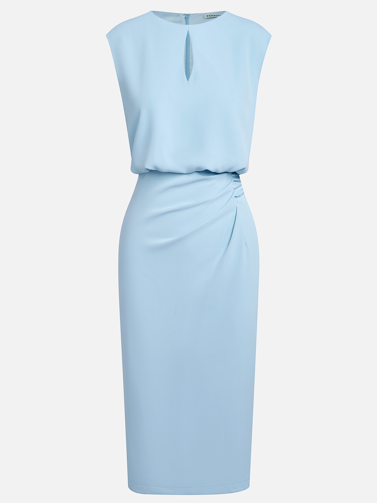 Amalia | Women's Side-Draped Midi Dress with Keyhole Neckline - source product image 4