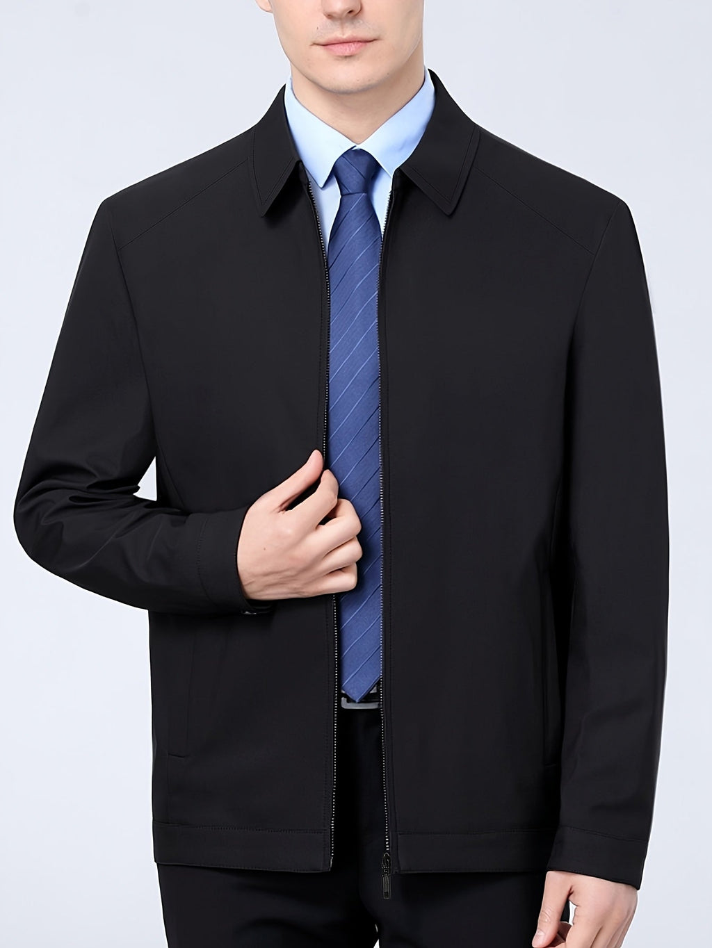 Alessandro | Blazer da uomo per look business con chiusura a zip, colletto a punta e stile smart casual da lavoro