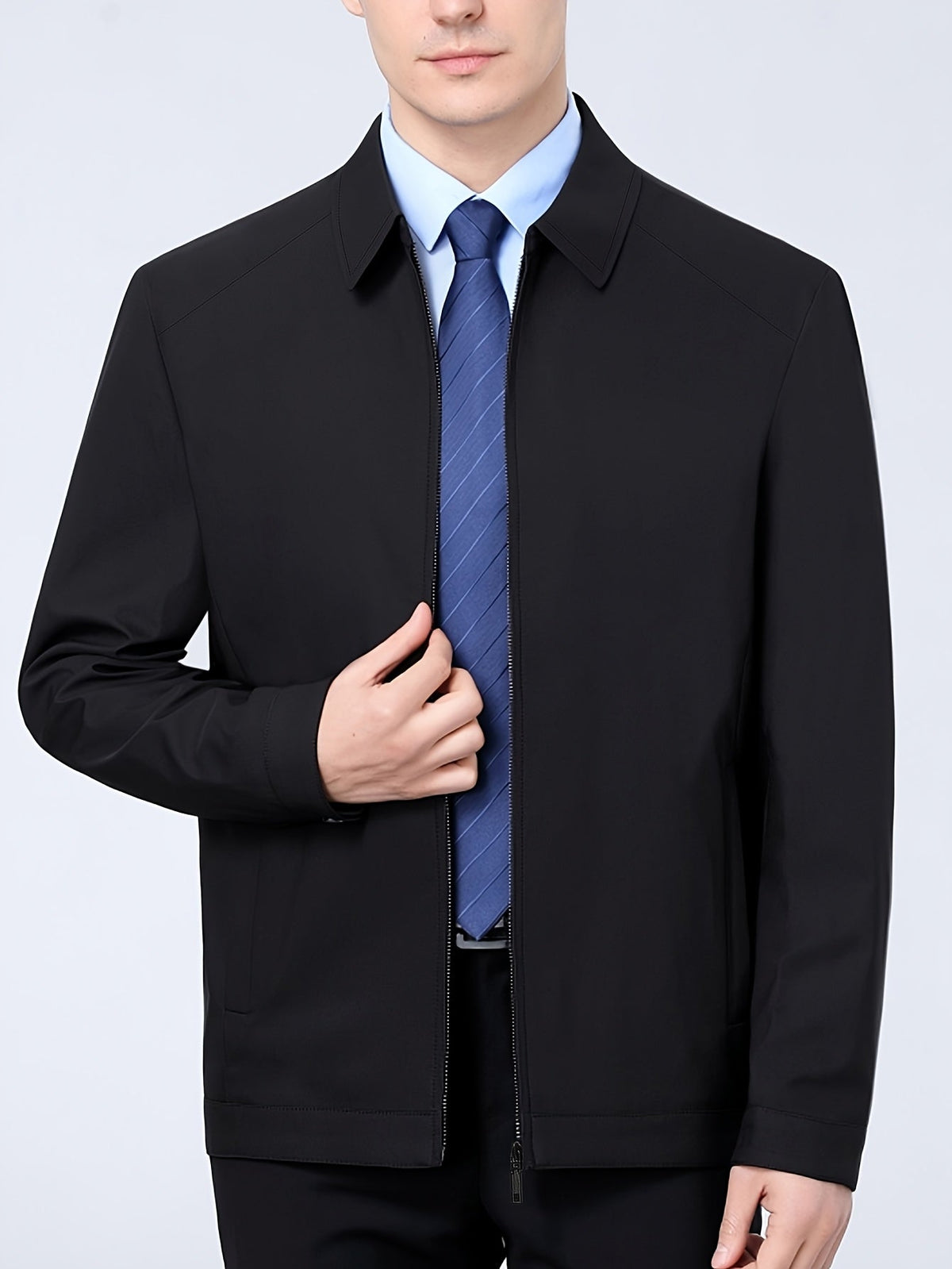 Alessandro | Blazer da uomo per look business con chiusura a zip, colletto a punta e stile smart casual da lavoro