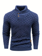 Fabio | Maglione da uomo con collo a scialle, maglia testurizzata, abbottonatura al collo e polsini a coste