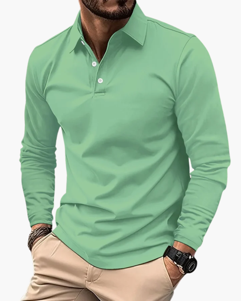 Massimo | Men's Classic Long-Sleeve Button Polo Shirt – original product view 8