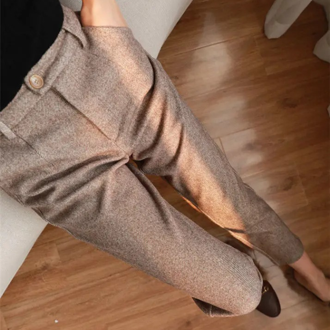 Leandro | Men's Herringbone Tailored Trousers