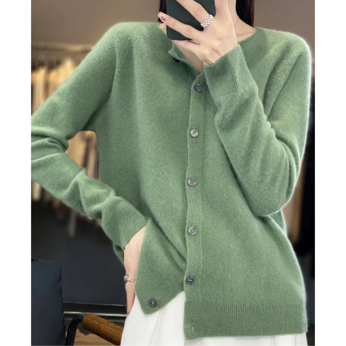 Maristella Women's Classic Round-Neck Knit Cardigan product view