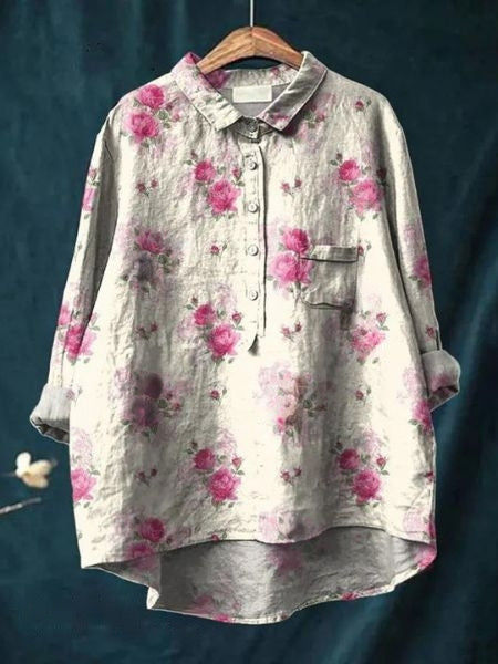 Livia | Women's Lightweight Floral-Print Blouse – Beige