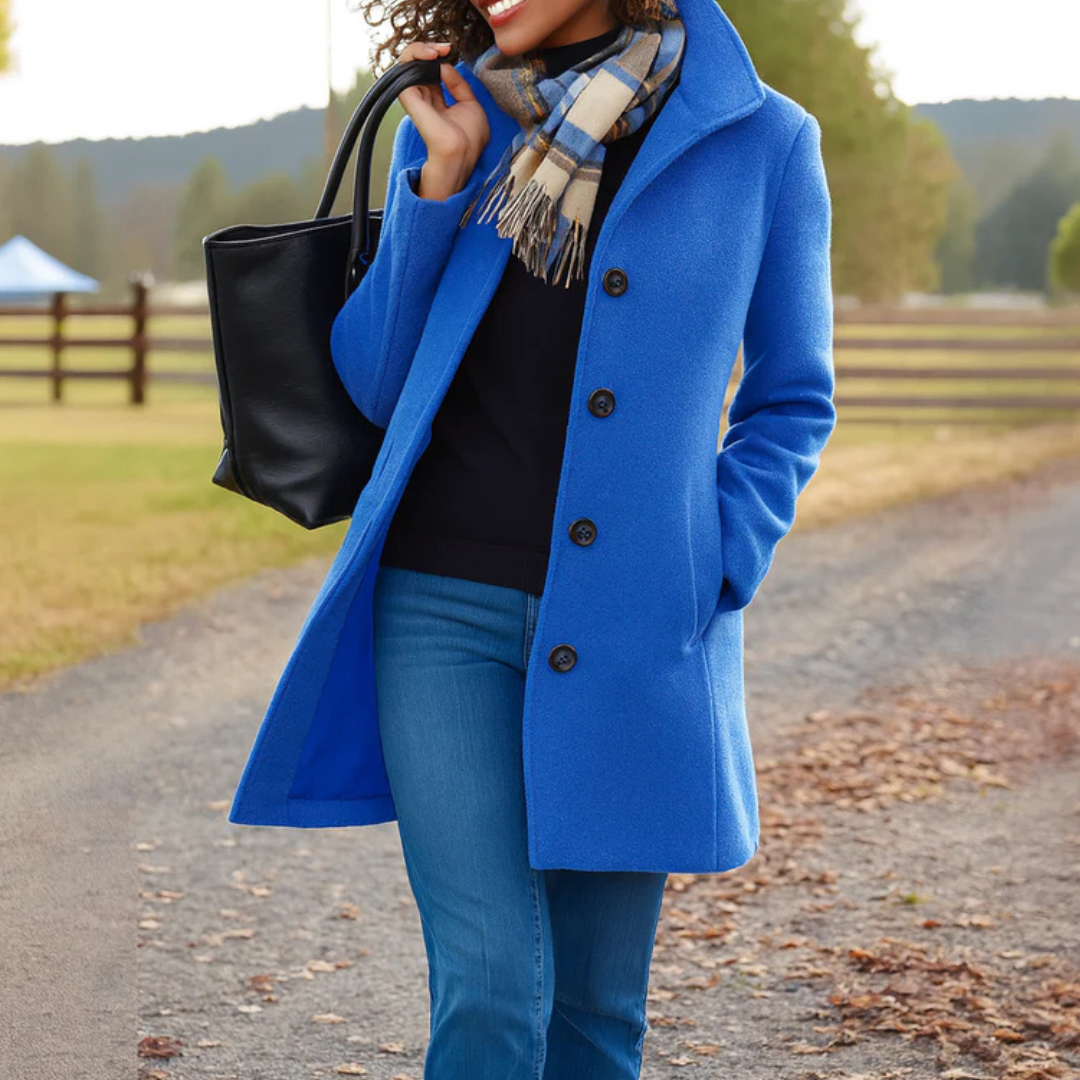 Vittoria | Women's Button-Up Overcoat with Notch Lapels and Straight Cut