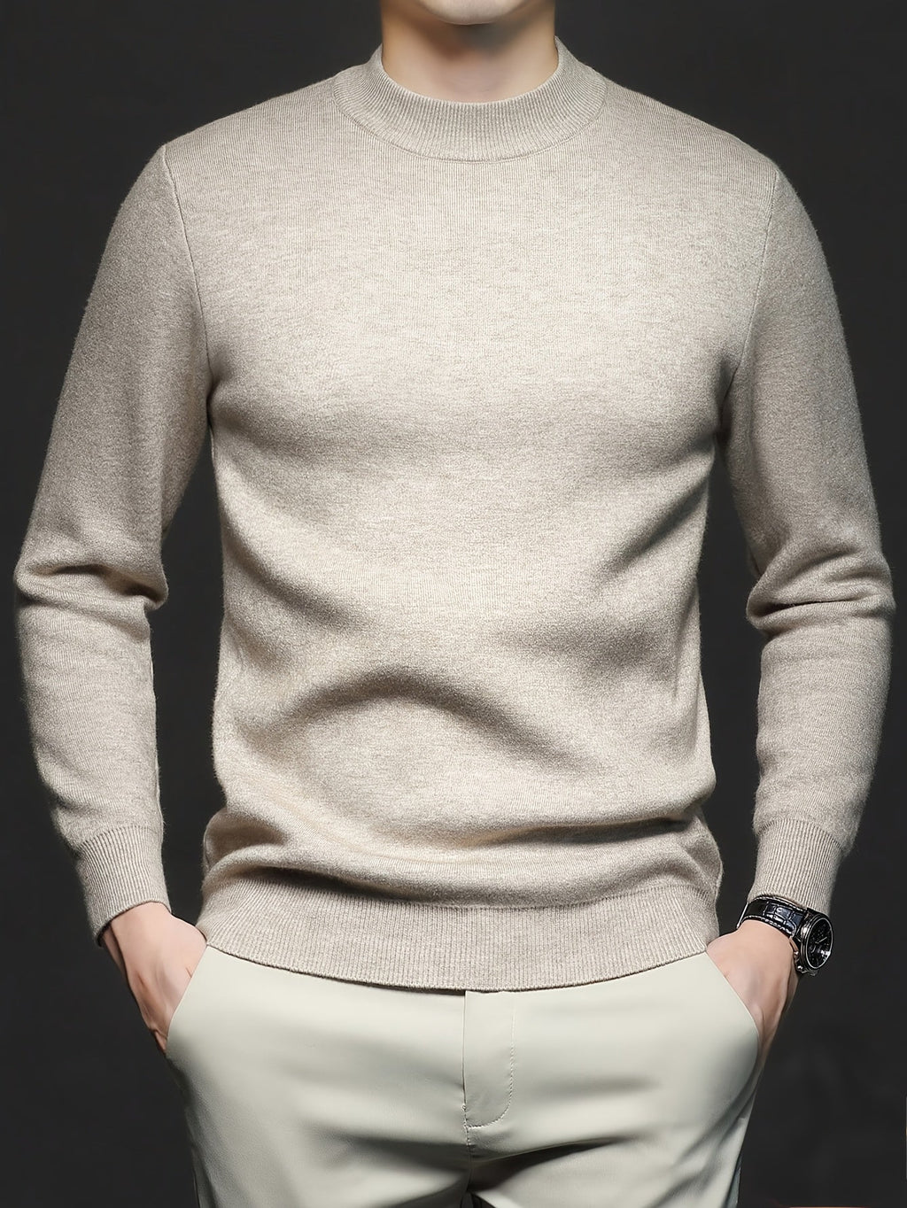 Emilio | Maglione da uomo a coste, collo alto, vestibilità slim e maniche lunghe lavorate a maglia