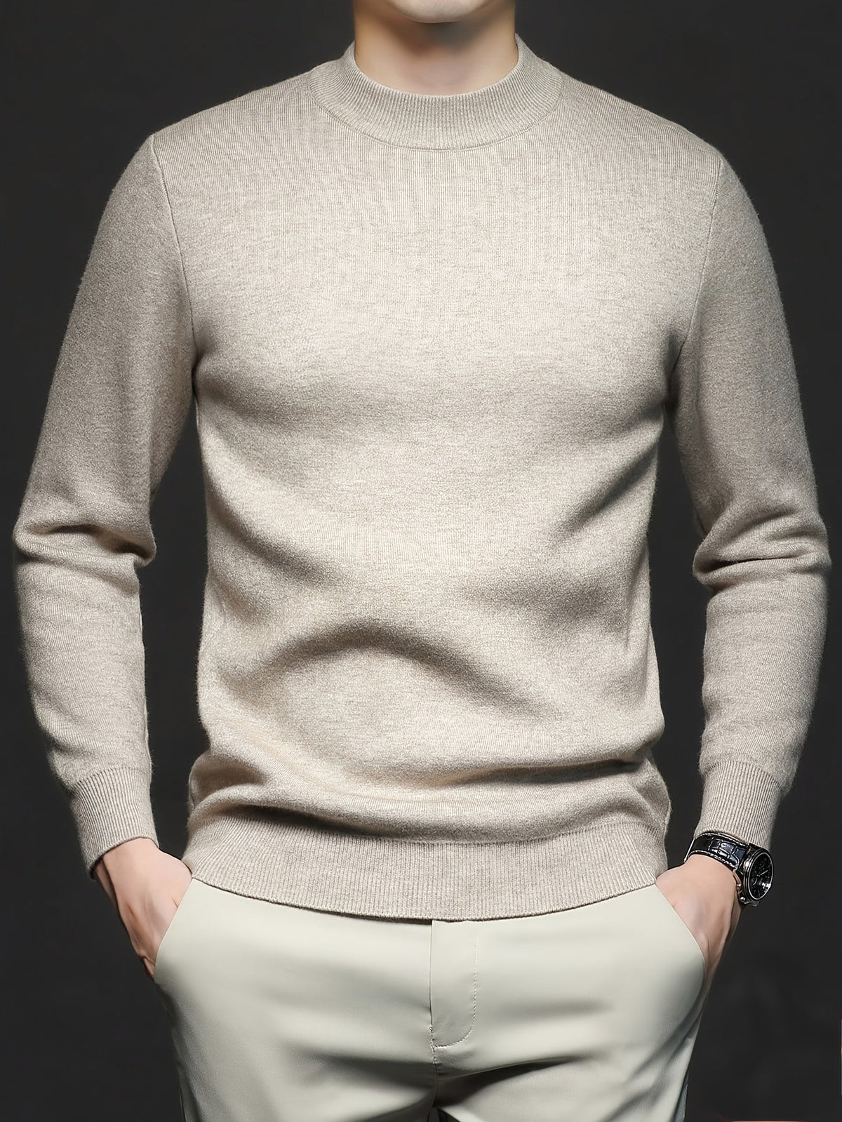 Emilio | Maglione da uomo a coste, collo alto, vestibilità slim e maniche lunghe lavorate a maglia