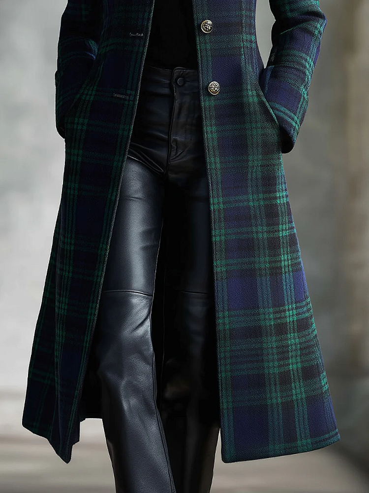 Ersilia Women's Midi Checked Colour-Block Jacket original source photo