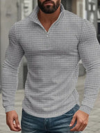Lorenzo | Maglione da uomo con mezza zip, collo alto, maglia testurizzata e vestibilità slim