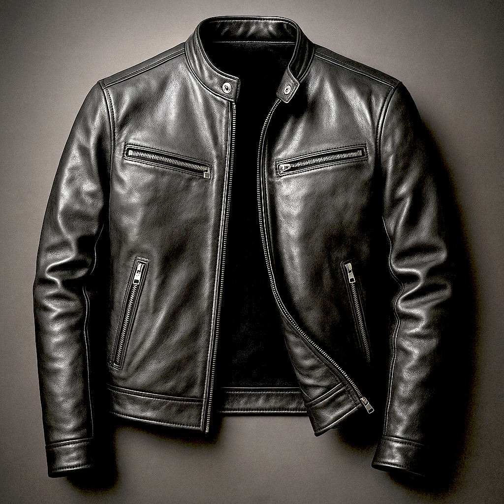 Men's Vintage-Style Zip-Front Collared Jacket original photo 5