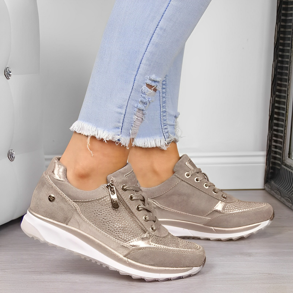 Rosamaria Women's Zip-Detail Everyday Sneakers original photo
