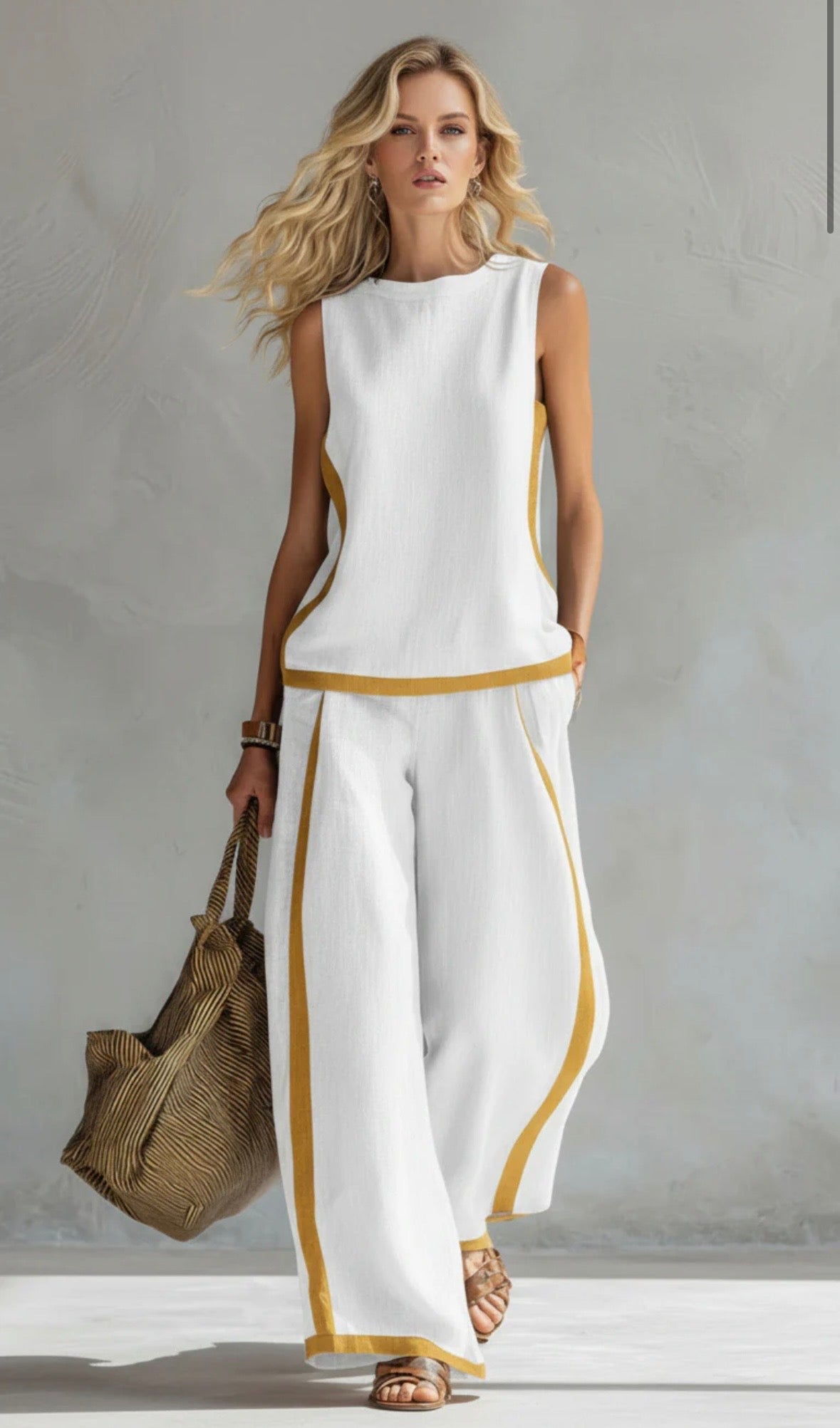 Beatrice | Women's Contrast-Trim Waistcoat and Trousers Set - original view 7