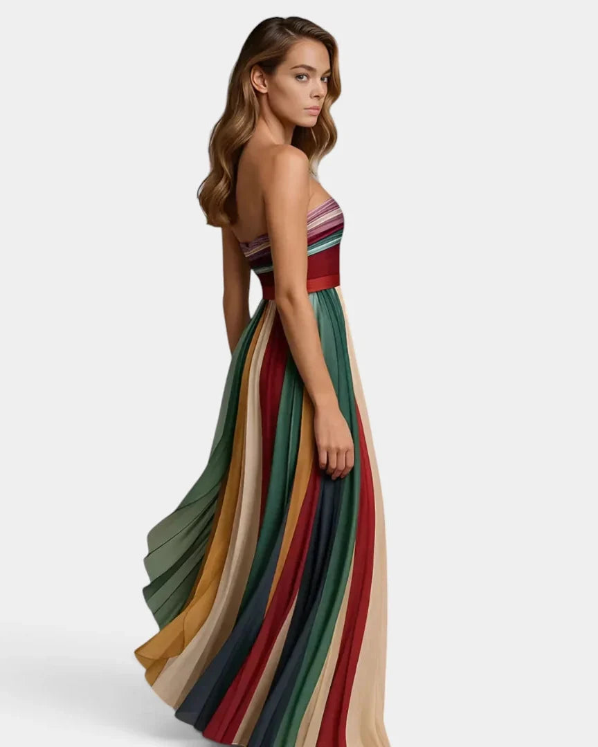 Women's Strapless Pleated A-Line Maxi Dress product image