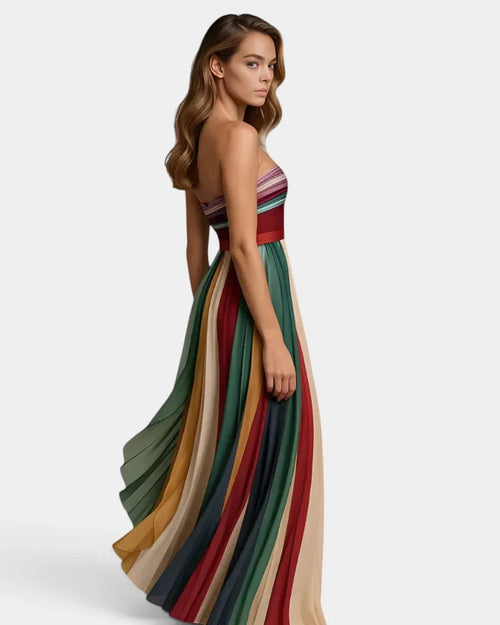 Women's Strapless Pleated A-Line Maxi Dress product image