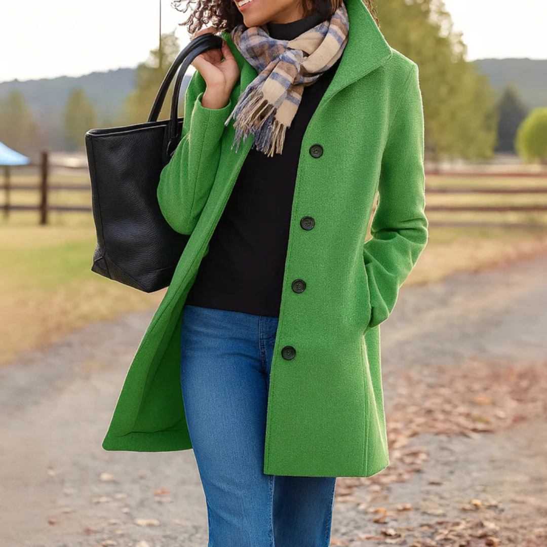 Vittoria | Women's Button-Up Overcoat with Notch Lapels and Straight Cut