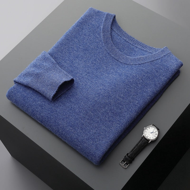 Ottavio | Men's Long-Sleeve Crew-Neck Knit Pullover – Dark Petrol Blue