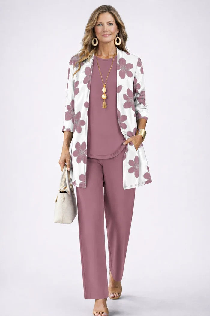 Women's Printed Jacket, Tunic and Trousers Three-Piece Set – source image 11